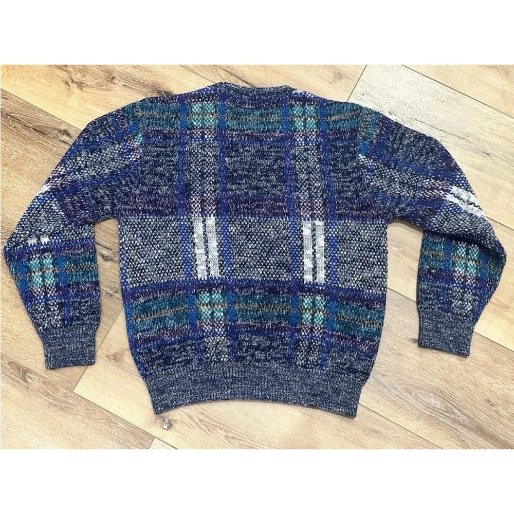 Loafers Sweater Mens L Plaid Vintage Knit Reed St James Casual Dad Office Work - Picture 2 of 6